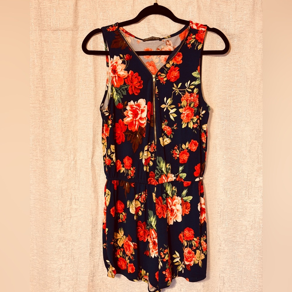Philosophy Navy and Red Floral Mini Romper